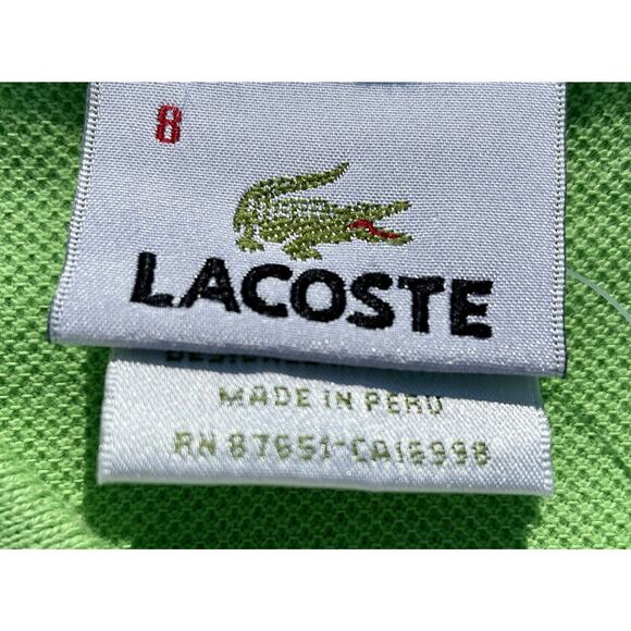 Lacoste Short Sleeve Polo Shirt Men's Alligator Logo Green Sz. 8 - New - Picture 2 of 6